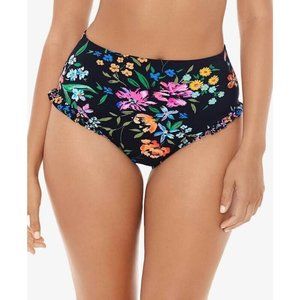 Skinny Dippers Swim Baby Kiss Daisy Duke Ruffle High Waist Bottom, Black,S